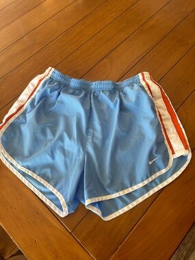 Nike Light Blue Athletic Shorts with White & Orange Trim